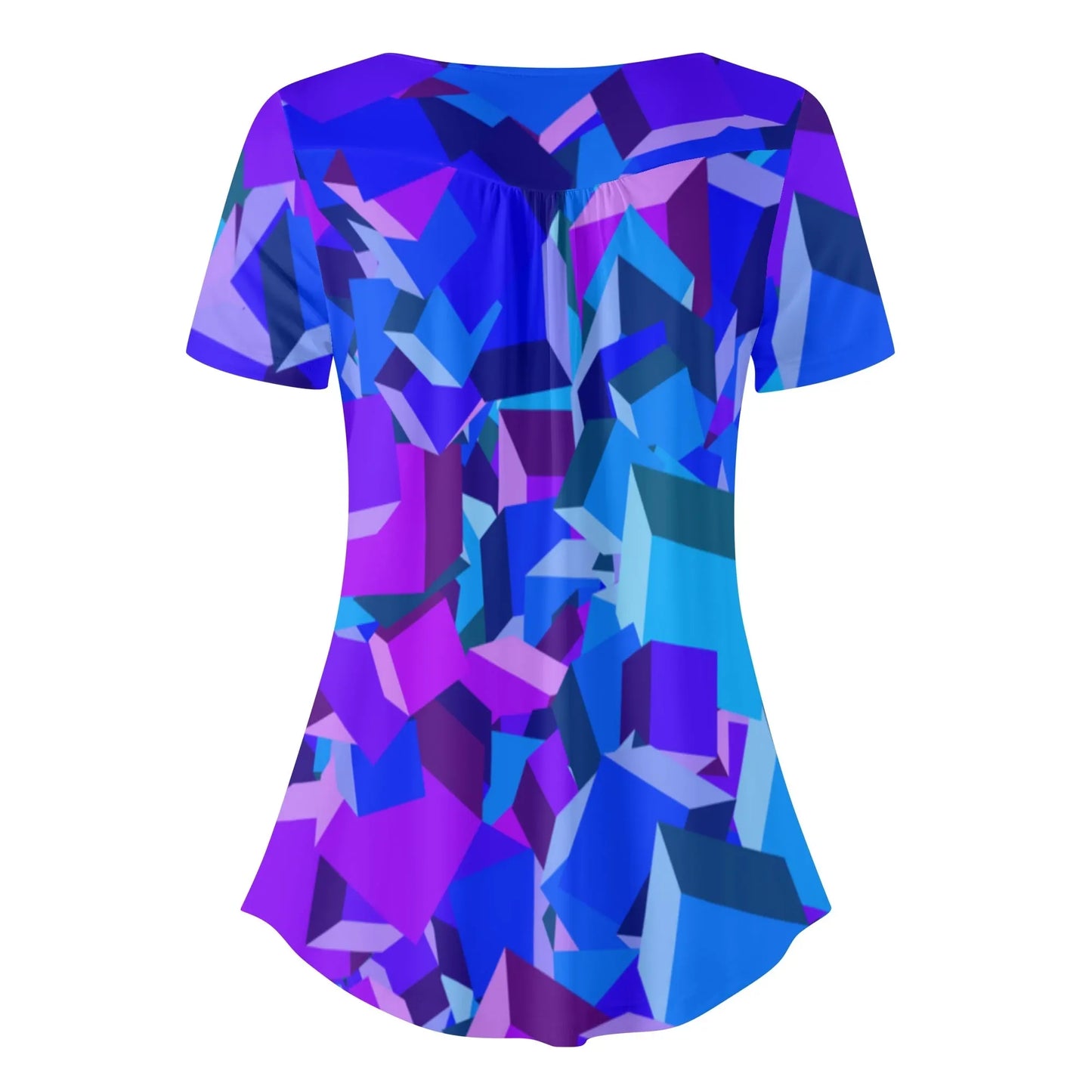 lockere-bluse-mit-u-ausschnitt-und-kurzen-armeln-fur-damen-purple-cube-bluse-jlr-design-37964 - JLR Design