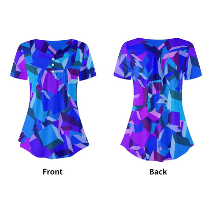 lockere-bluse-mit-u-ausschnitt-und-kurzen-armeln-fur-damen-purple-cube-bluse-jlr-design-73023 - JLR Design