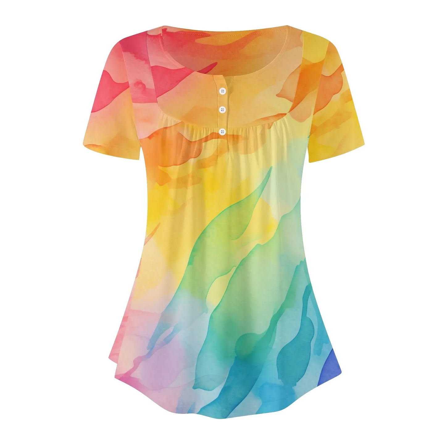 lockere-bluse-mit-u-ausschnitt-und-kurzen-armeln-fur-damen-rainbow-bluse-jlr-design-58117 - JLR Design