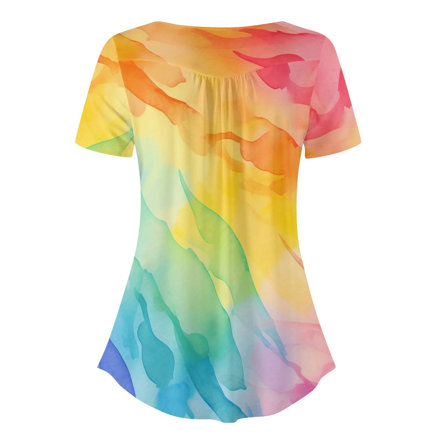 lockere-bluse-mit-u-ausschnitt-und-kurzen-armeln-fur-damen-rainbow-bluse-jlr-design-12951 - JLR Design