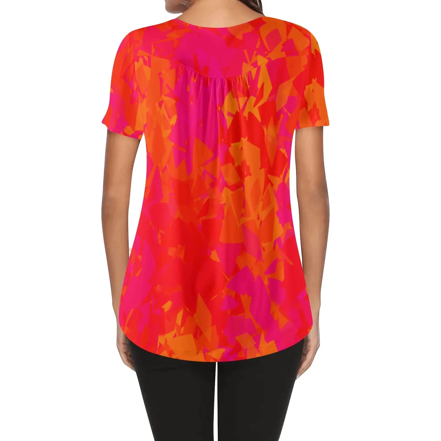 lockere-bluse-mit-u-ausschnitt-und-kurzen-armeln-fur-damen-red-crystal-bluse-jlr-design-46151 - JLR Design