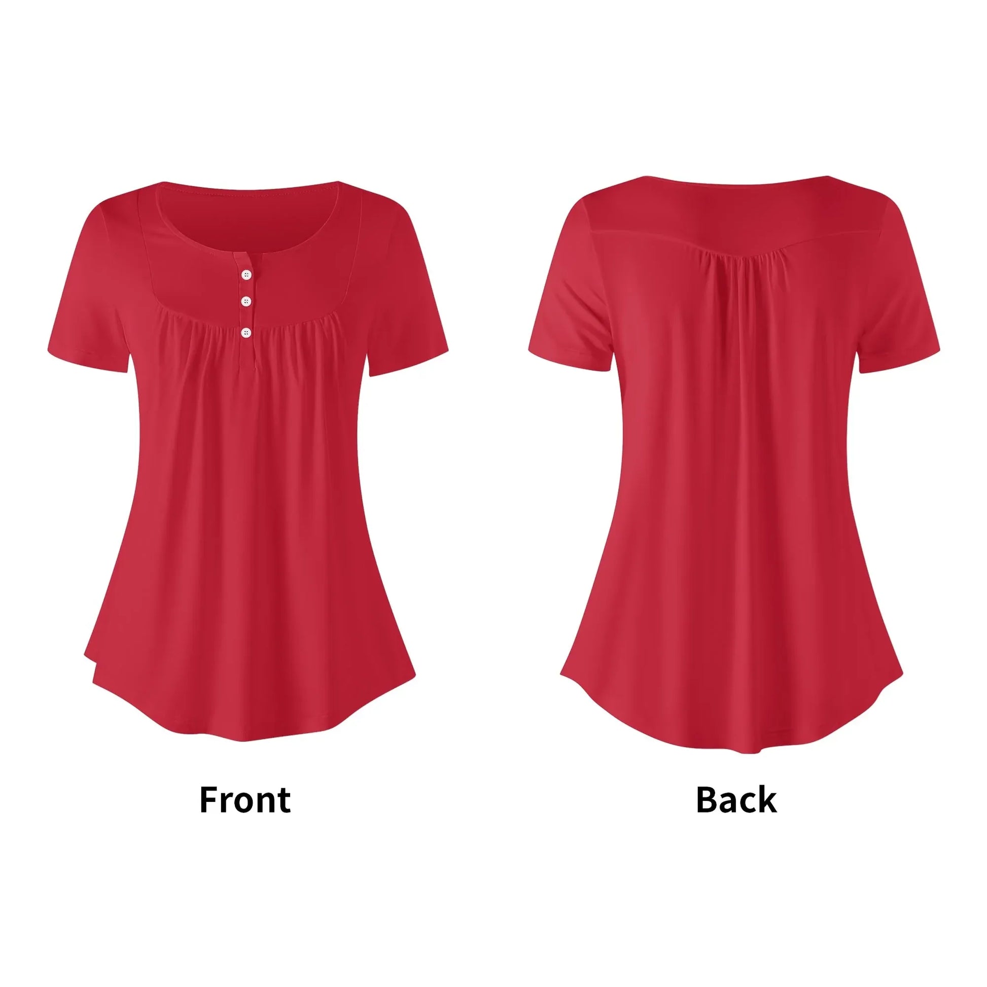 lockere-bluse-mit-u-ausschnitt-und-kurzen-armeln-fur-damen-rot-bluse-jlr-design-42569 - JLR Design
