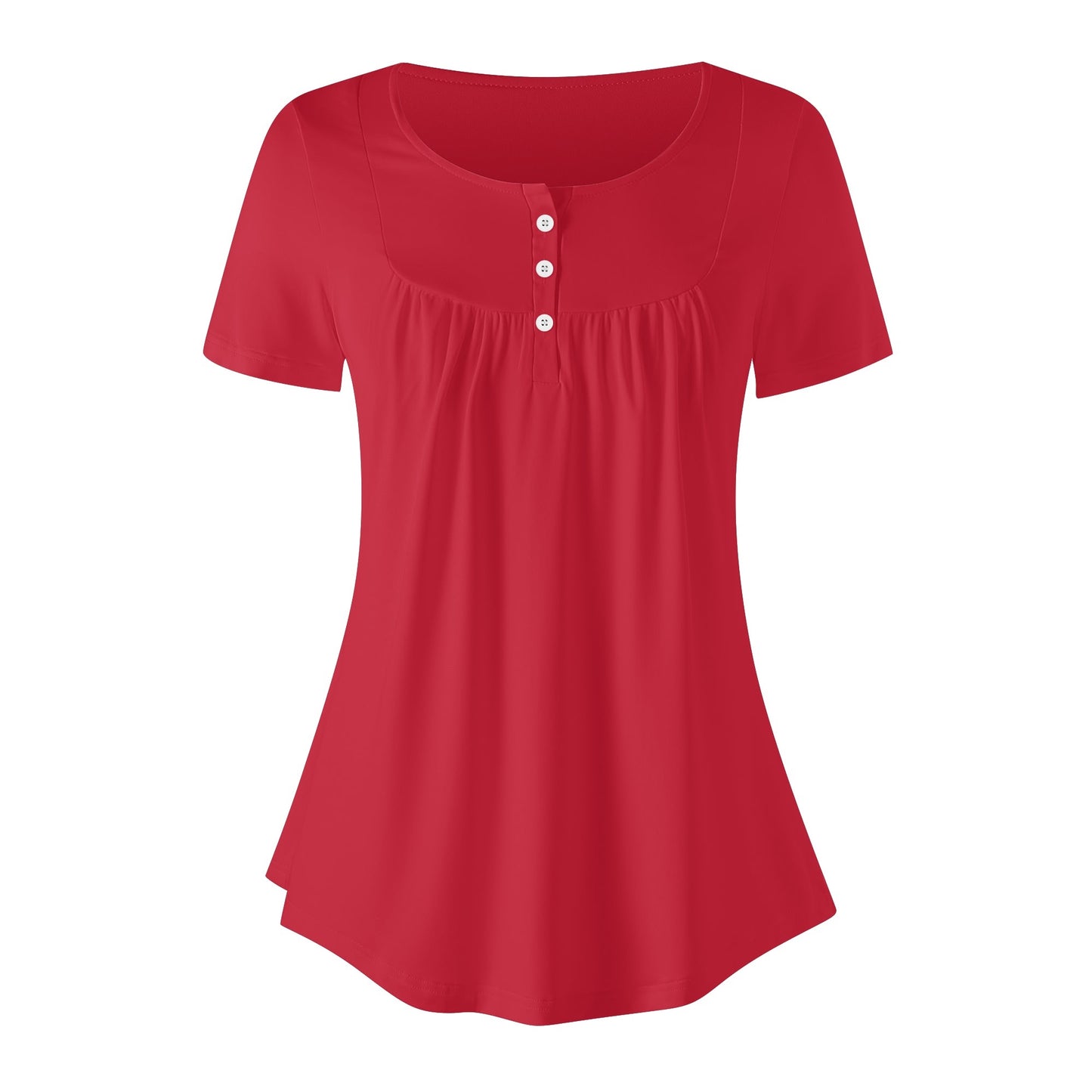Lockere Bluse mit U-Ausschnitt und kurzen Ärmeln für Damen - Rot Bluse JLR Design
