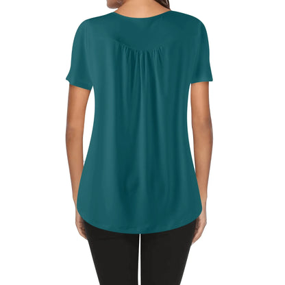 lockere-bluse-mit-u-ausschnitt-und-kurzen-armeln-fur-damen-sherpa-blue-bluse-jlr-design-67977 - JLR Design