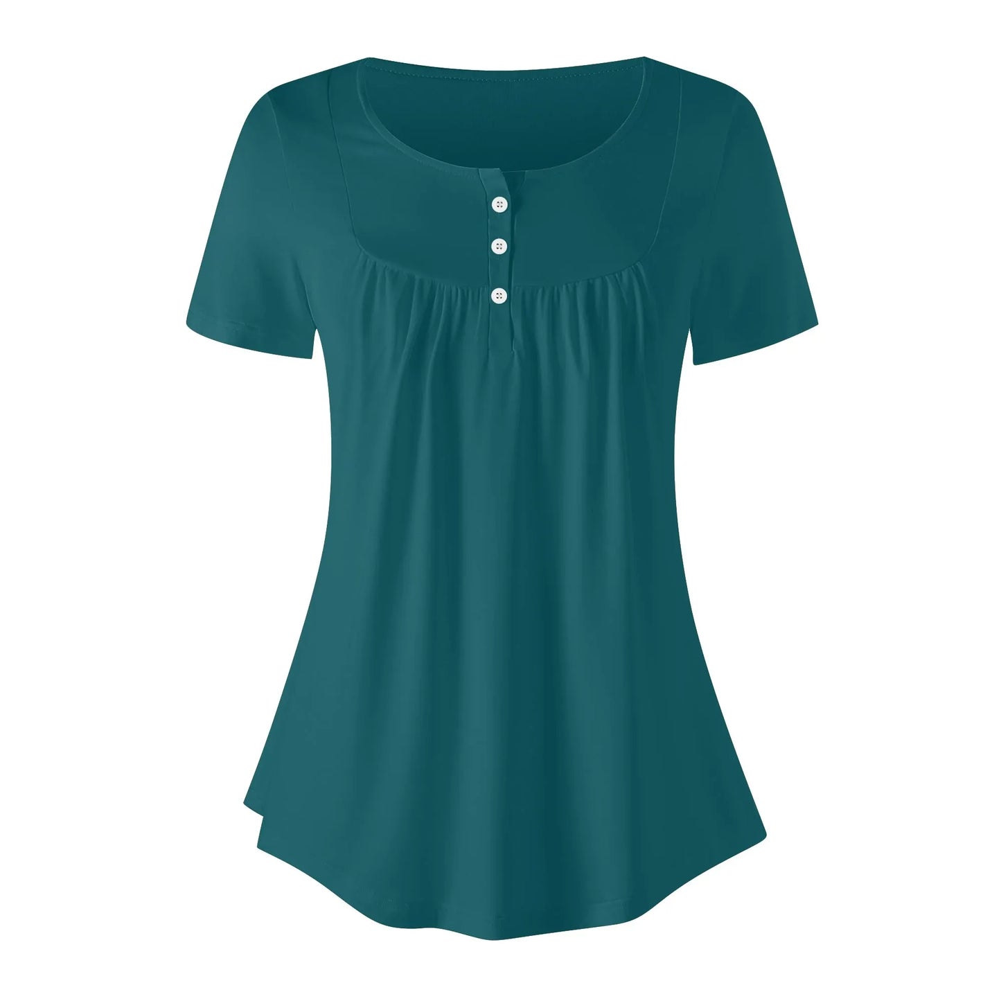 lockere-bluse-mit-u-ausschnitt-und-kurzen-armeln-fur-damen-sherpa-blue-bluse-jlr-design-37305 - JLR Design