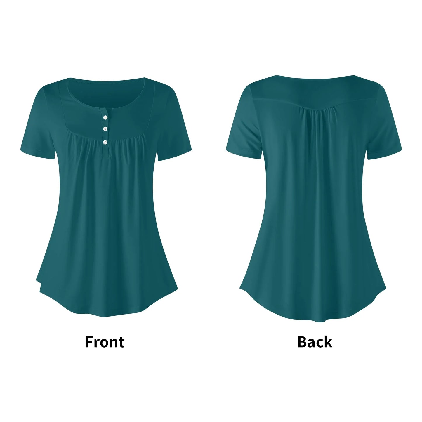 lockere-bluse-mit-u-ausschnitt-und-kurzen-armeln-fur-damen-sherpa-blue-bluse-jlr-design-49428 - JLR Design