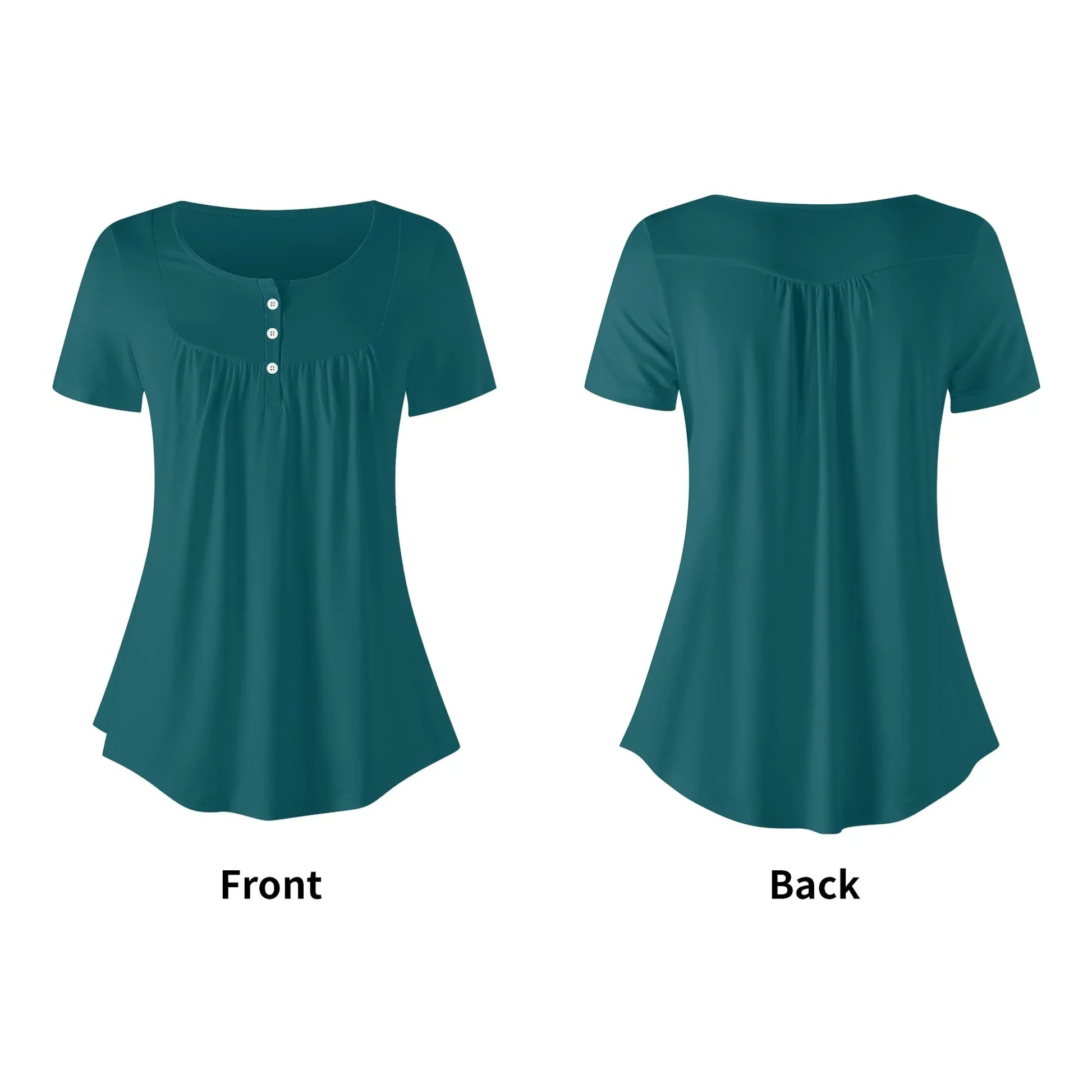 lockere-bluse-mit-u-ausschnitt-und-kurzen-armeln-fur-damen-sherpa-blue-bluse-jlr-design-49428 - JLR Design