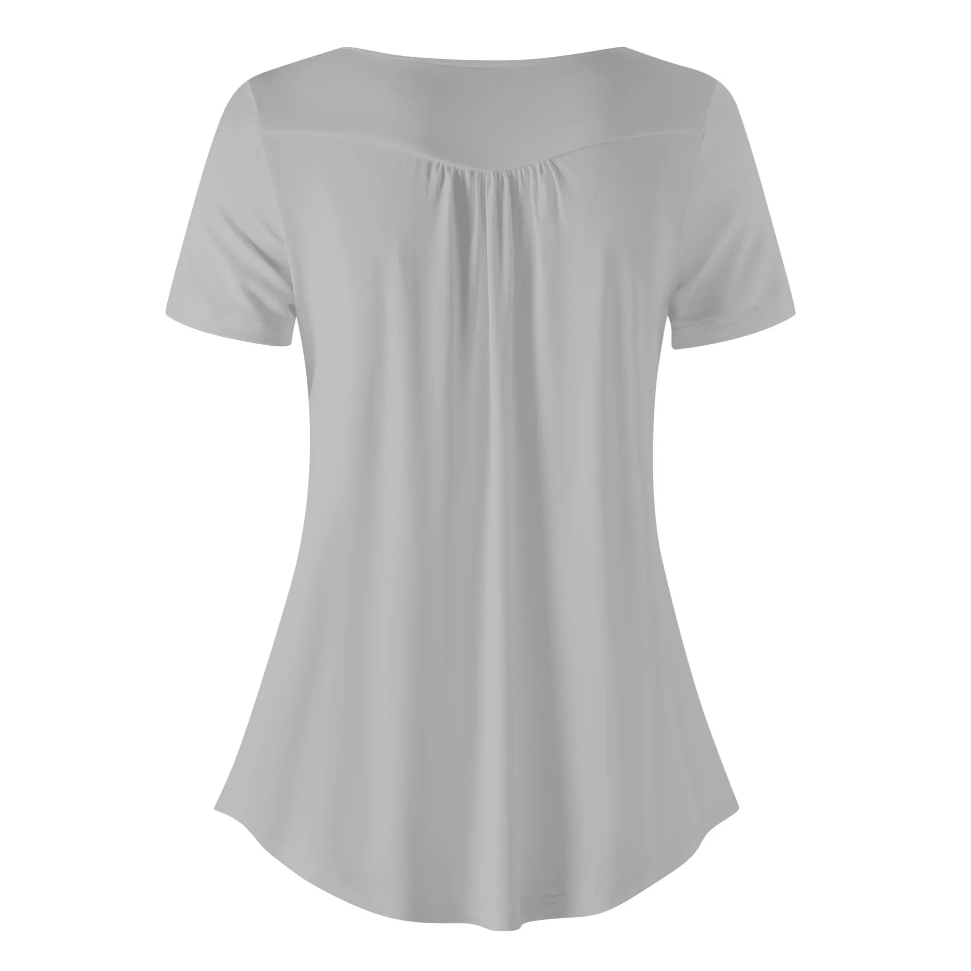 lockere-bluse-mit-u-ausschnitt-und-kurzen-armeln-fur-damen-silber-bluse-jlr-design-90285 - JLR Design
