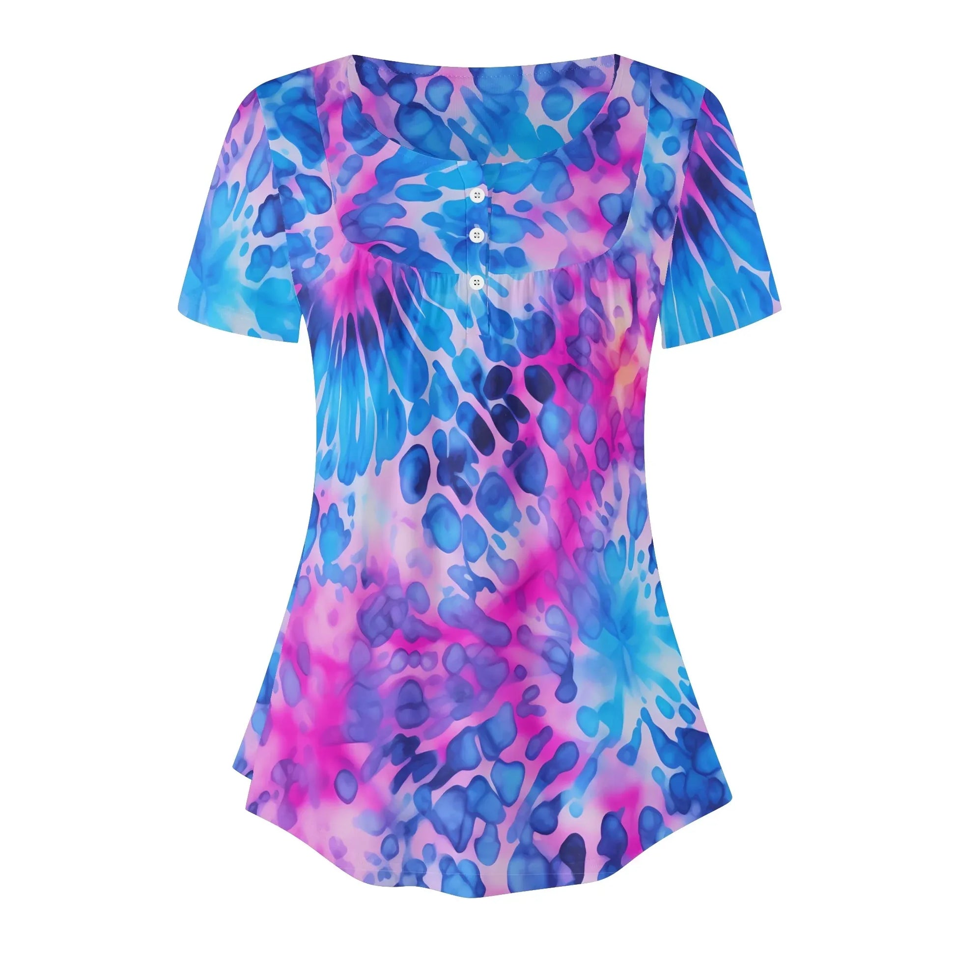 lockere-bluse-mit-u-ausschnitt-und-kurzen-armeln-fur-damen-tie-dye-v1-bluse-jlr-design-95711 - JLR Design