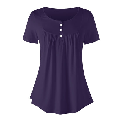 Lockere Bluse mit U-Ausschnitt und kurzen Ärmeln für Damen - Tolopea Bluse JLR Design