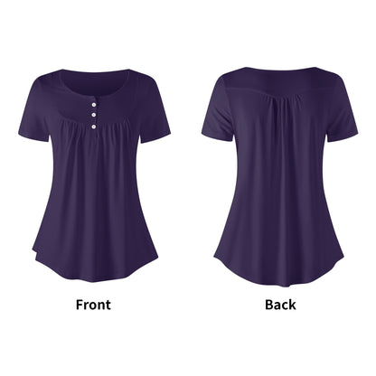 Lockere Bluse mit U-Ausschnitt und kurzen Ärmeln für Damen - Tolopea Bluse JLR Design