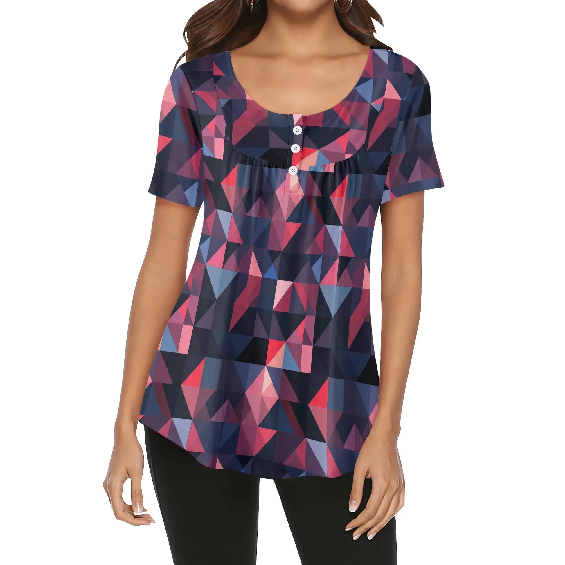 lockere-bluse-mit-u-ausschnitt-und-kurzen-armeln-fur-damen-triangle-v1-bluse-jlr-design-36551 - JLR Design