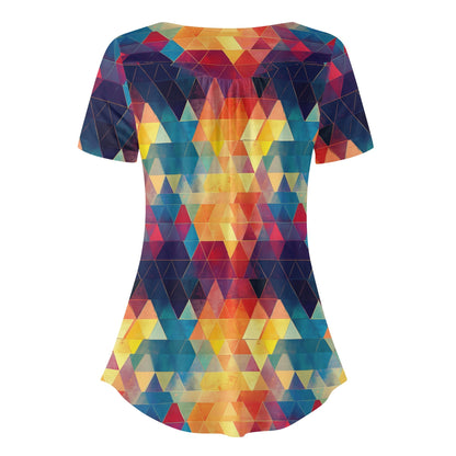 Lockere Bluse mit U-Ausschnitt und kurzen Ärmeln für Damen - Triangle v2 Bluse JLR Design