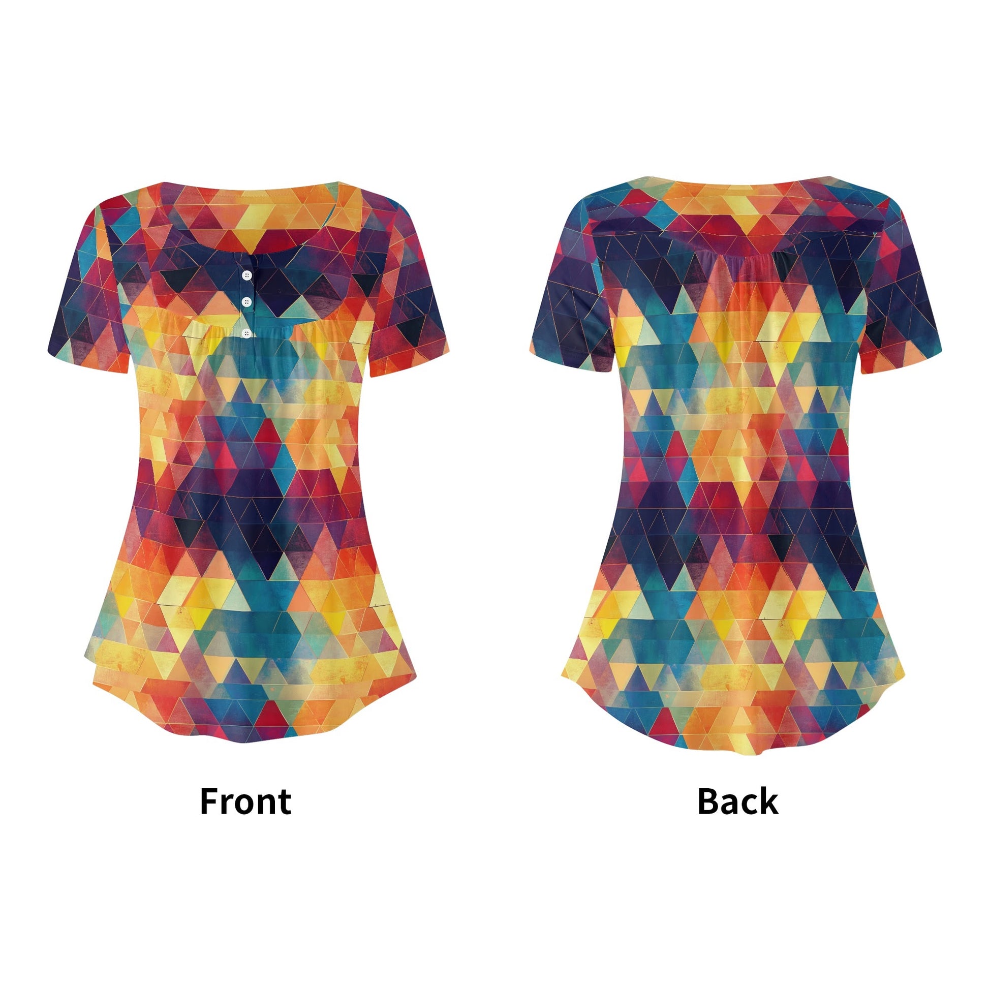 Lockere Bluse mit U-Ausschnitt und kurzen Ärmeln für Damen - Triangle v2 Bluse JLR Design