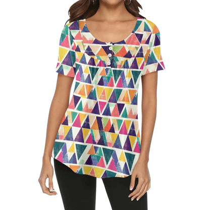 lockere-bluse-mit-u-ausschnitt-und-kurzen-armeln-fur-damen-triangle-v3-bluse-jlr-design-30813 - JLR Design