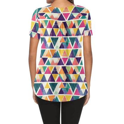 lockere-bluse-mit-u-ausschnitt-und-kurzen-armeln-fur-damen-triangle-v3-bluse-jlr-design-24272 - JLR Design