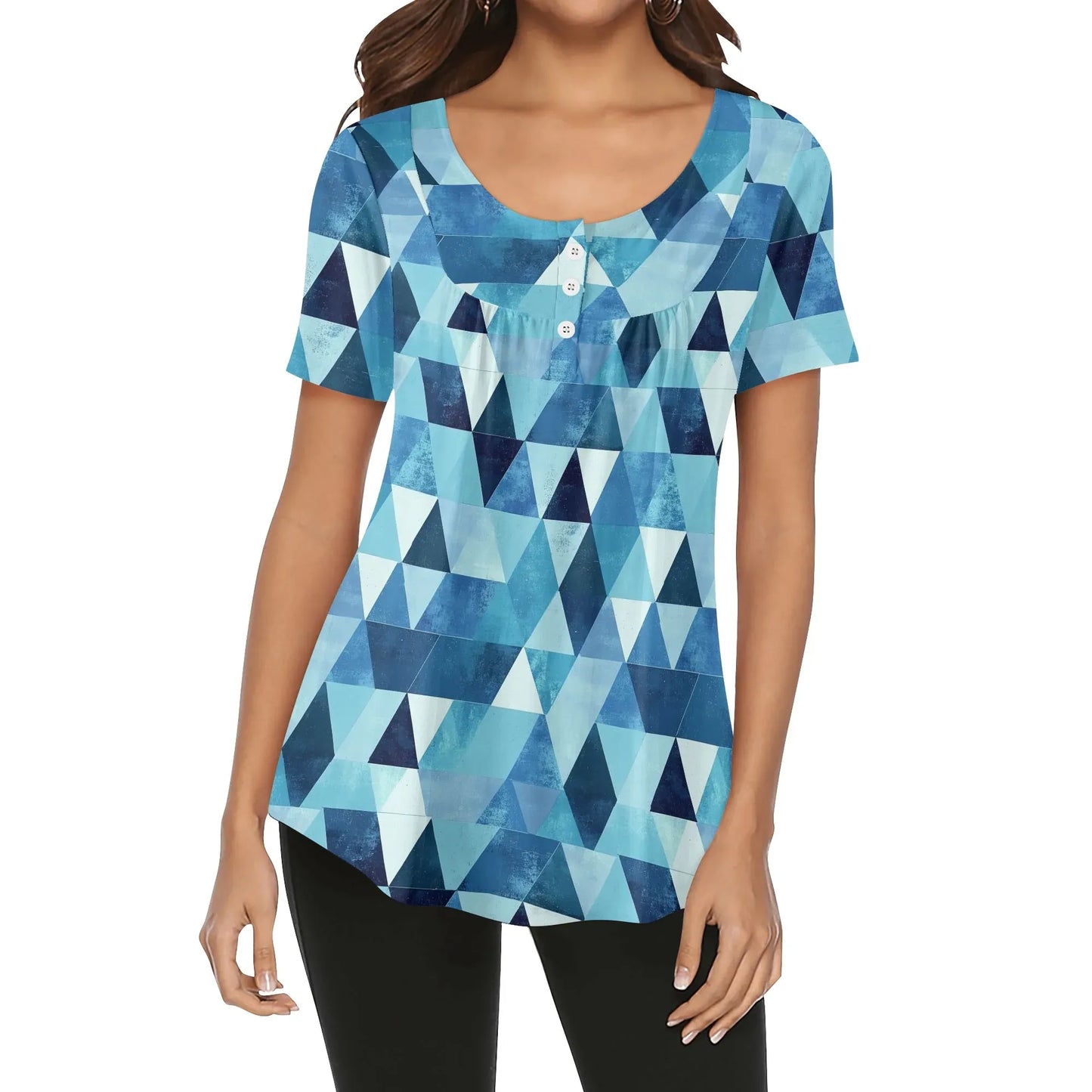 lockere-bluse-mit-u-ausschnitt-und-kurzen-armeln-fur-damen-triangle-v4-bluse-jlr-design-85004 - JLR Design
