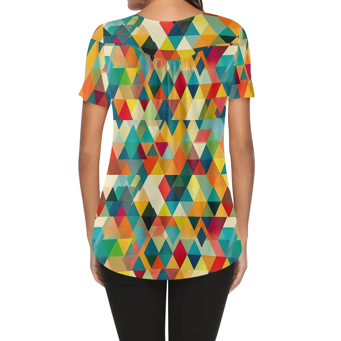 lockere-bluse-mit-u-ausschnitt-und-kurzen-armeln-fur-damen-triangle-v5-bluse-jlr-design-69726 - JLR Design