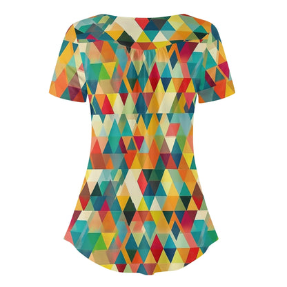 lockere-bluse-mit-u-ausschnitt-und-kurzen-armeln-fur-damen-triangle-v5-bluse-jlr-design-32226 - JLR Design