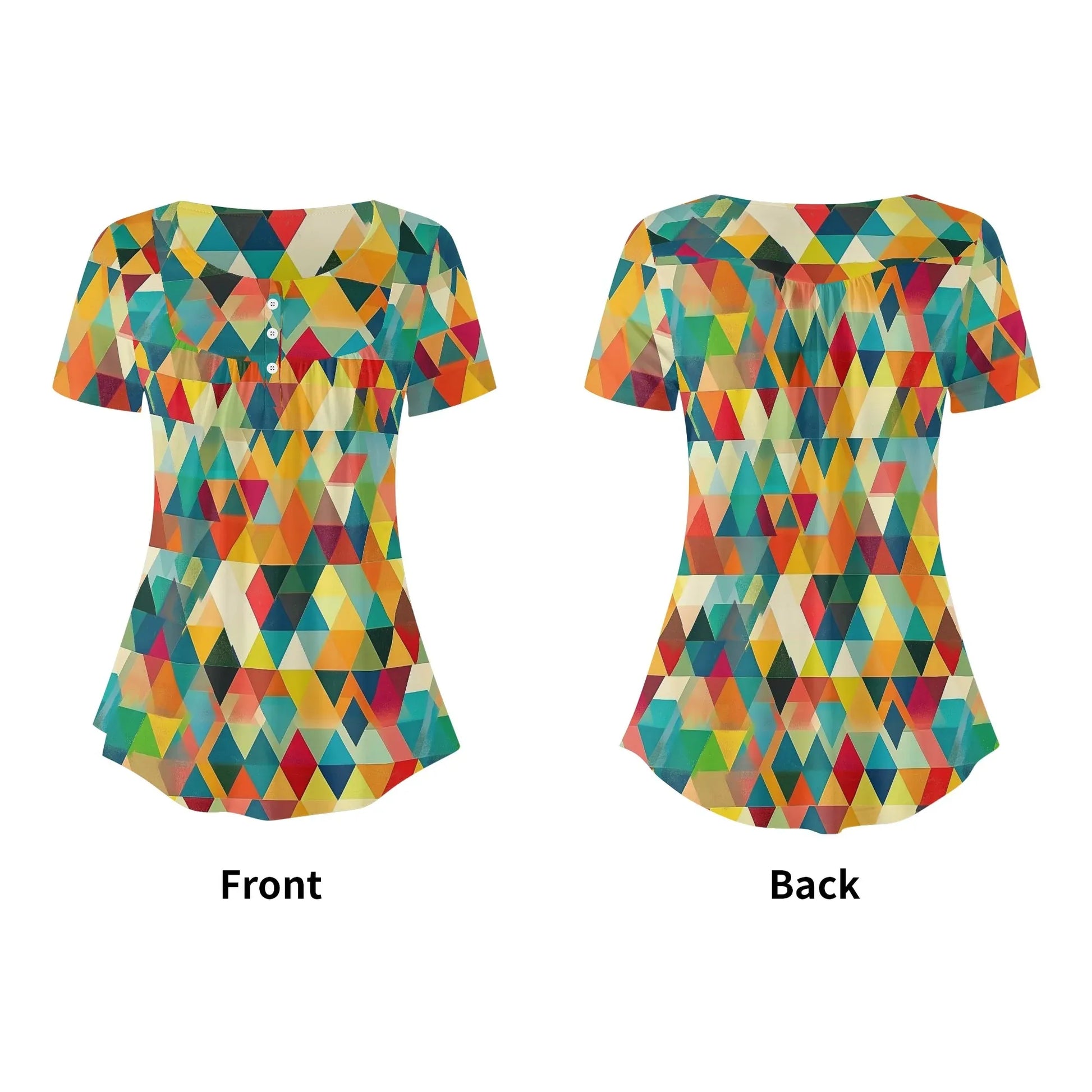 lockere-bluse-mit-u-ausschnitt-und-kurzen-armeln-fur-damen-triangle-v5-bluse-jlr-design-13584 - JLR Design