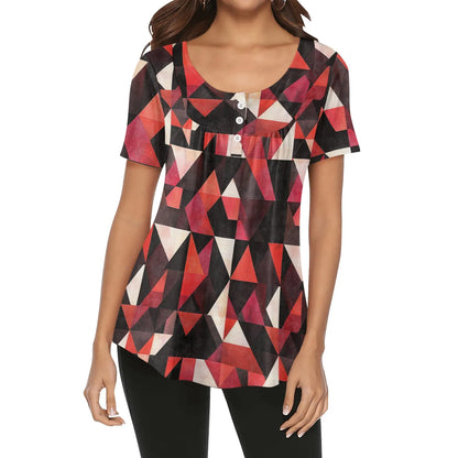 lockere-bluse-mit-u-ausschnitt-und-kurzen-armeln-fur-damen-triangle-v6-bluse-jlr-design-91697 - JLR Design