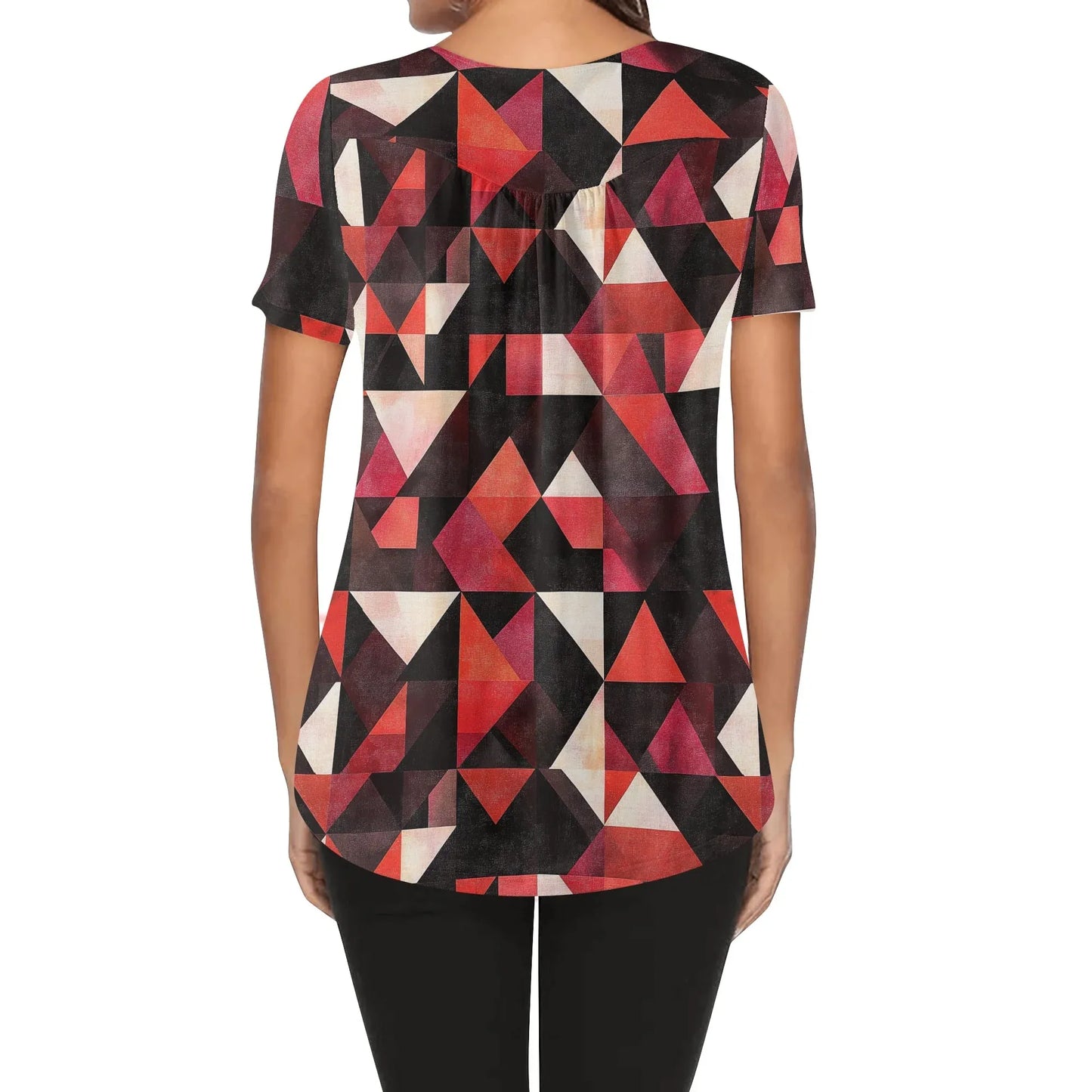 lockere-bluse-mit-u-ausschnitt-und-kurzen-armeln-fur-damen-triangle-v6-bluse-jlr-design-82191 - JLR Design