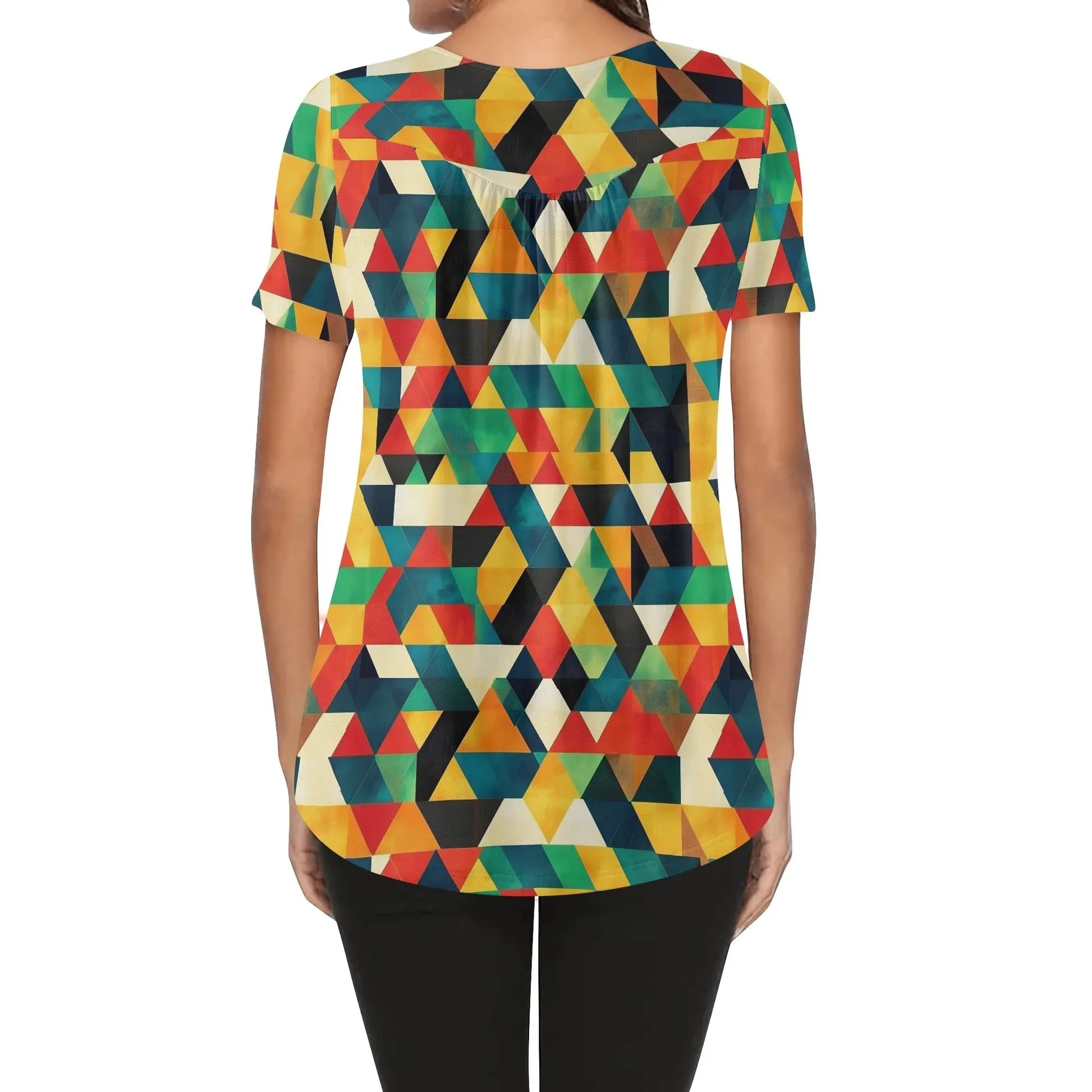 lockere-bluse-mit-u-ausschnitt-und-kurzen-armeln-fur-damen-triangle-v7-bluse-jlr-design-95285 - JLR Design
