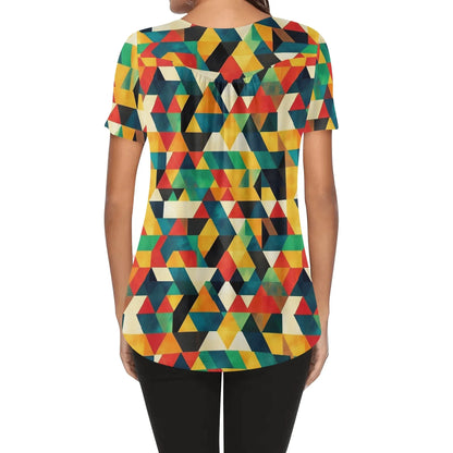 lockere-bluse-mit-u-ausschnitt-und-kurzen-armeln-fur-damen-triangle-v7-bluse-jlr-design-95285 - JLR Design