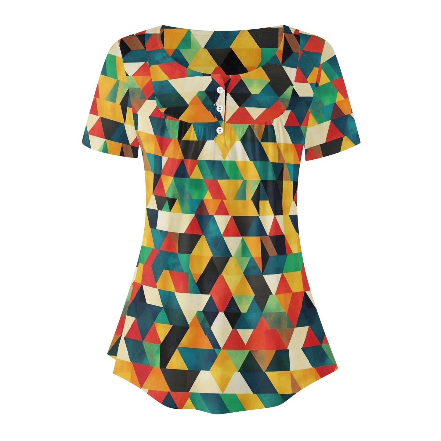 lockere-bluse-mit-u-ausschnitt-und-kurzen-armeln-fur-damen-triangle-v7-bluse-jlr-design-91177 - JLR Design