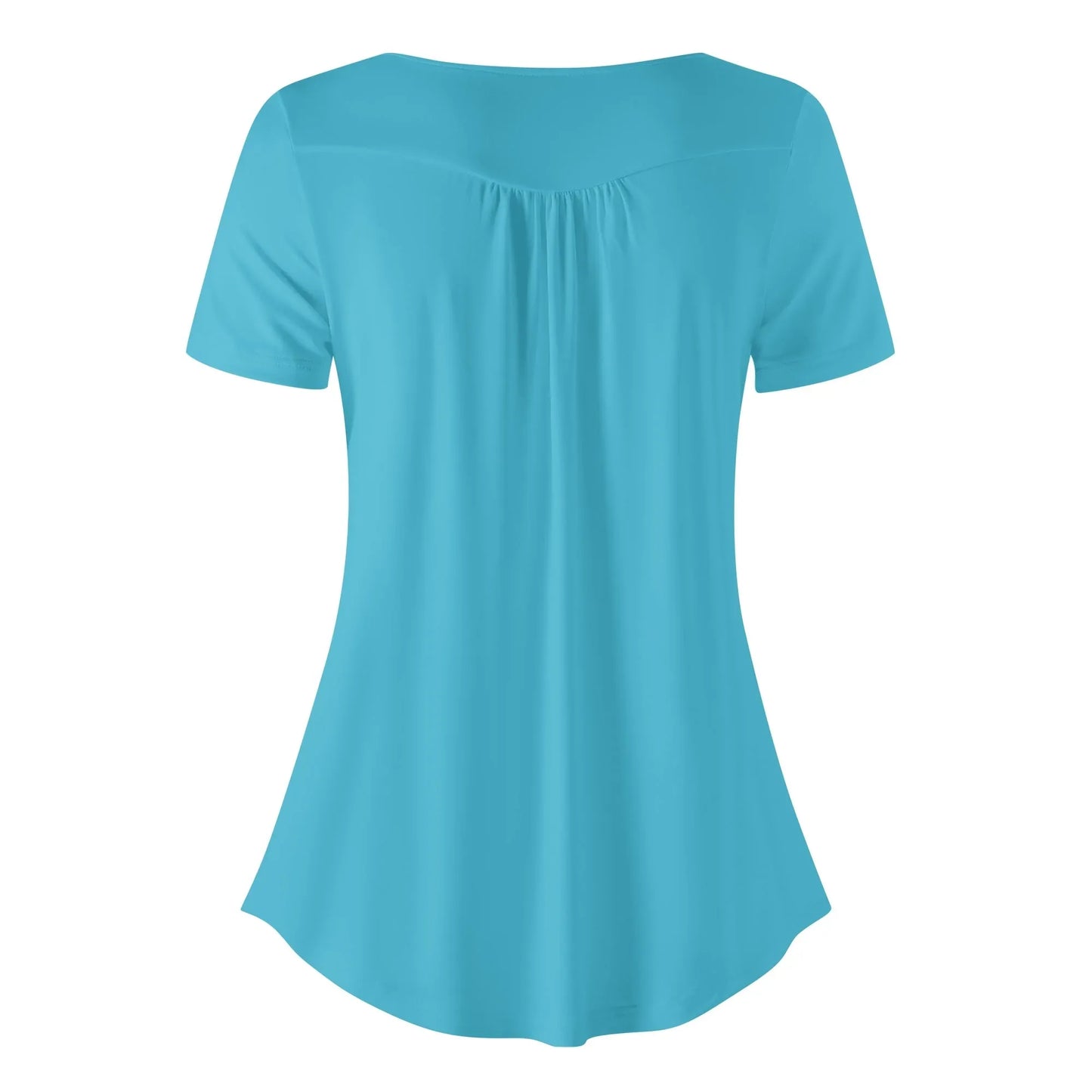 lockere-bluse-mit-u-ausschnitt-und-kurzen-armeln-fur-damen-turkis-bluse-jlr-design-34768 - JLR Design