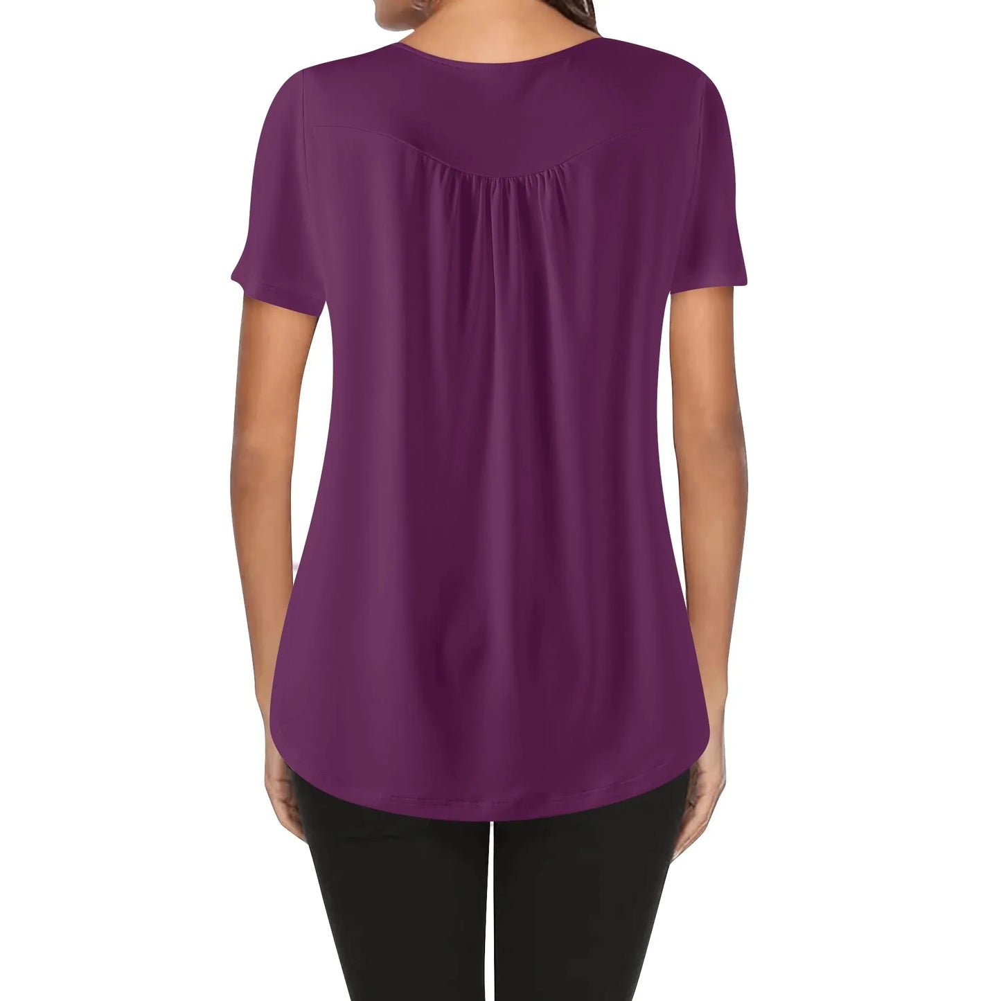 lockere-bluse-mit-u-ausschnitt-und-kurzen-armeln-fur-damen-tyrian-purple-bluse-jlr-design-69284 - JLR Design