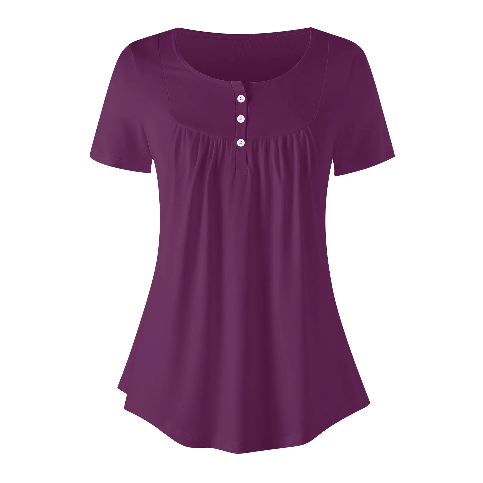 lockere-bluse-mit-u-ausschnitt-und-kurzen-armeln-fur-damen-tyrian-purple-bluse-jlr-design-48190 - JLR Design