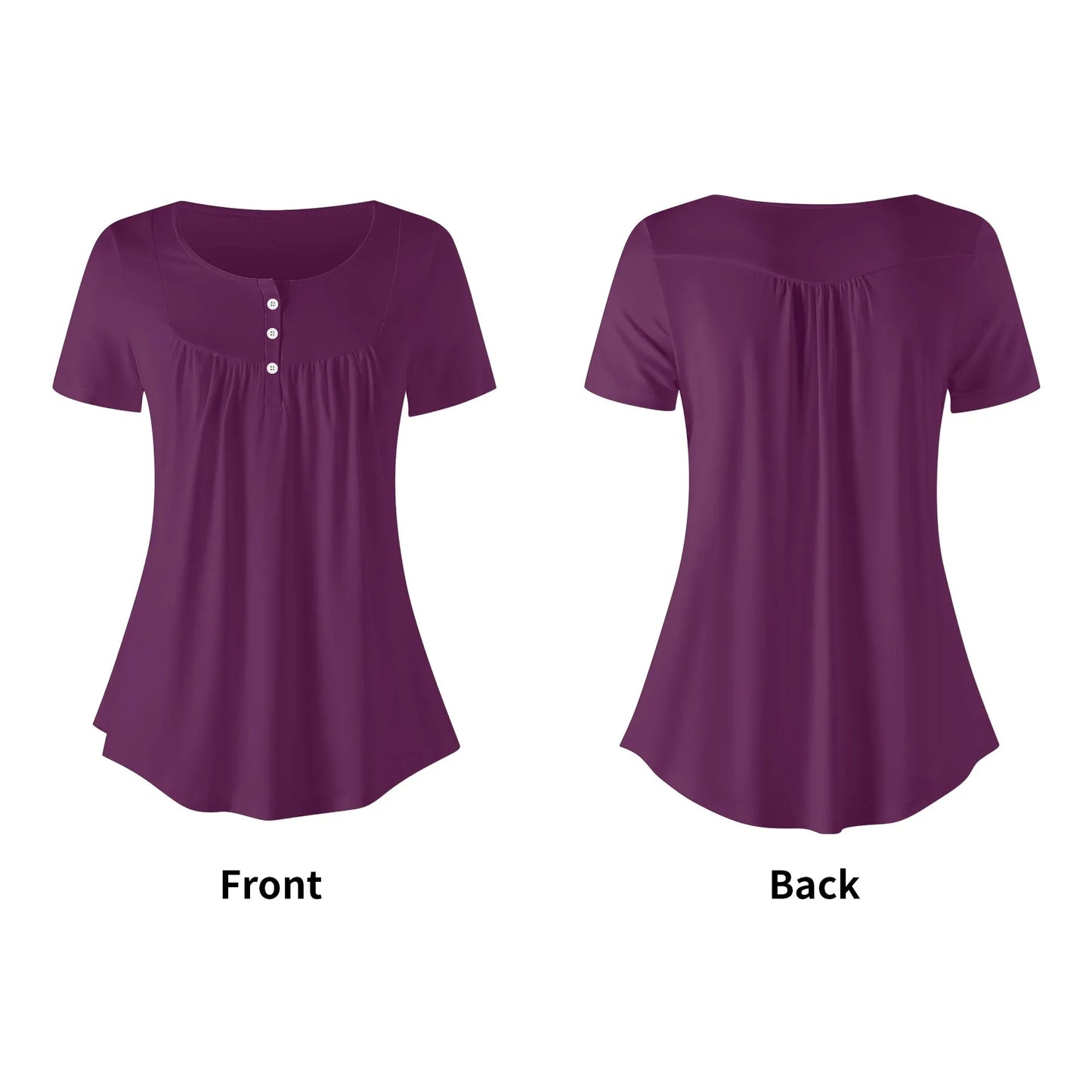 lockere-bluse-mit-u-ausschnitt-und-kurzen-armeln-fur-damen-tyrian-purple-bluse-jlr-design-25925 - JLR Design