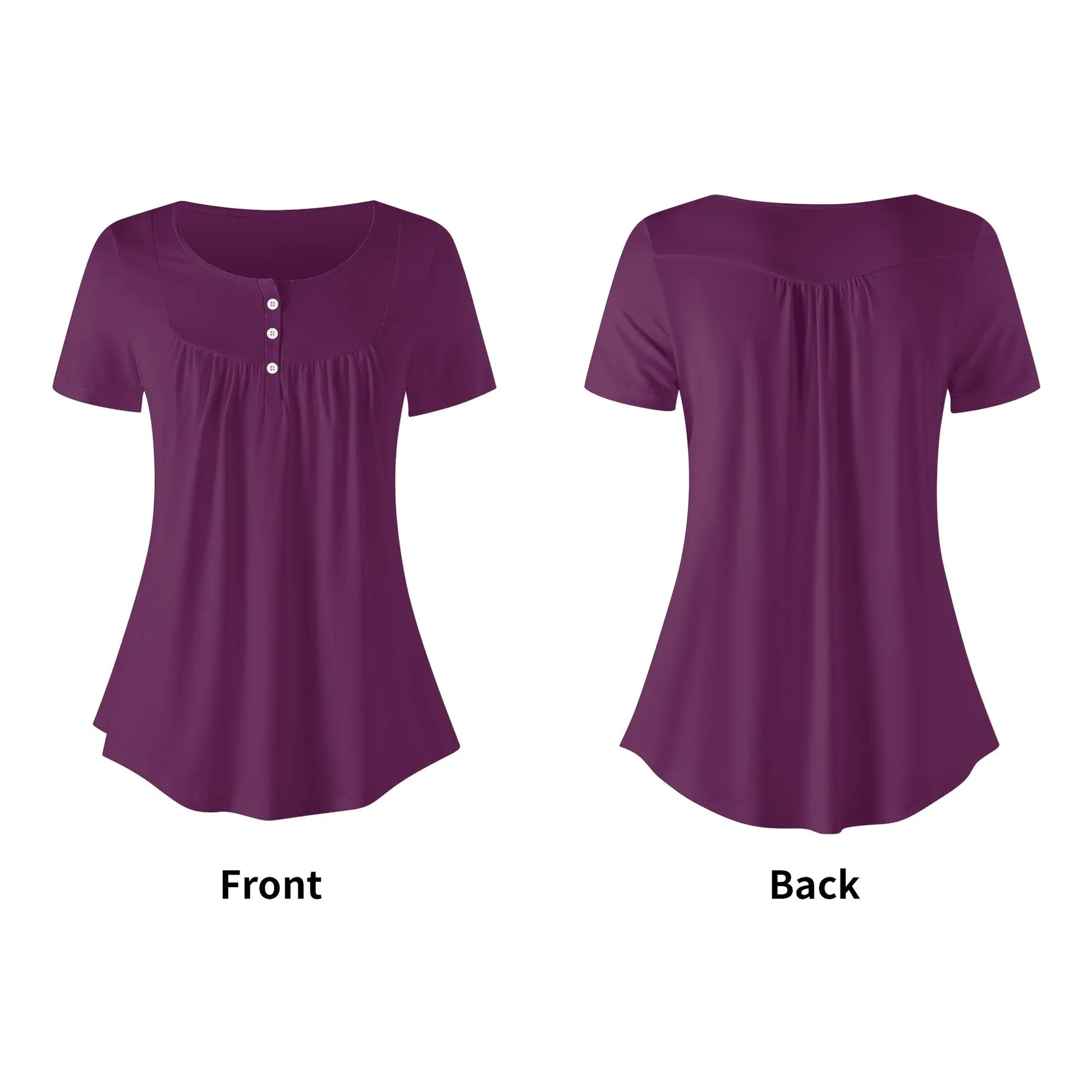 lockere-bluse-mit-u-ausschnitt-und-kurzen-armeln-fur-damen-tyrian-purple-bluse-jlr-design-25925 - JLR Design