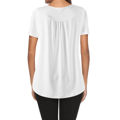 Lockere Bluse mit U-Ausschnitt und kurzen Ärmeln für Damen - Weiß Bluse JLR Design