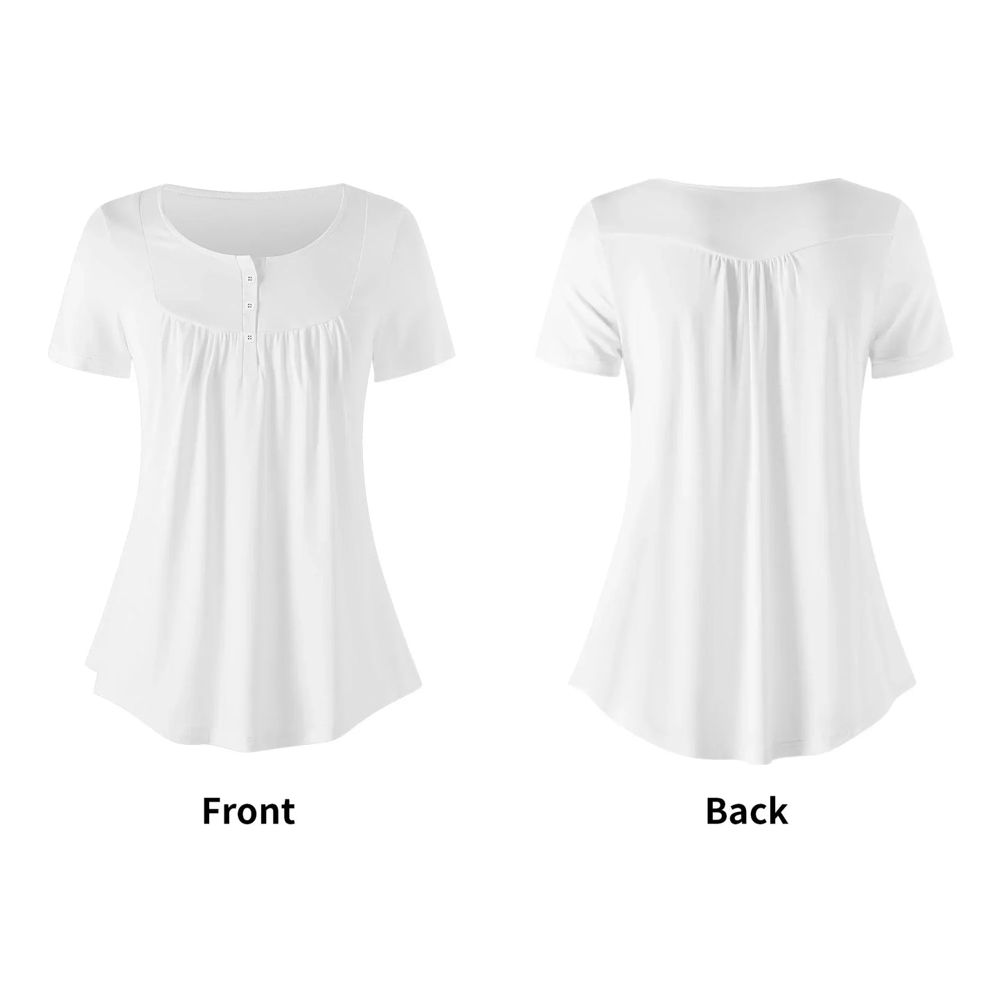 lockere-bluse-mit-u-ausschnitt-und-kurzen-armeln-fur-damen-weiss-bluse-jlr-design-64467 - JLR Design