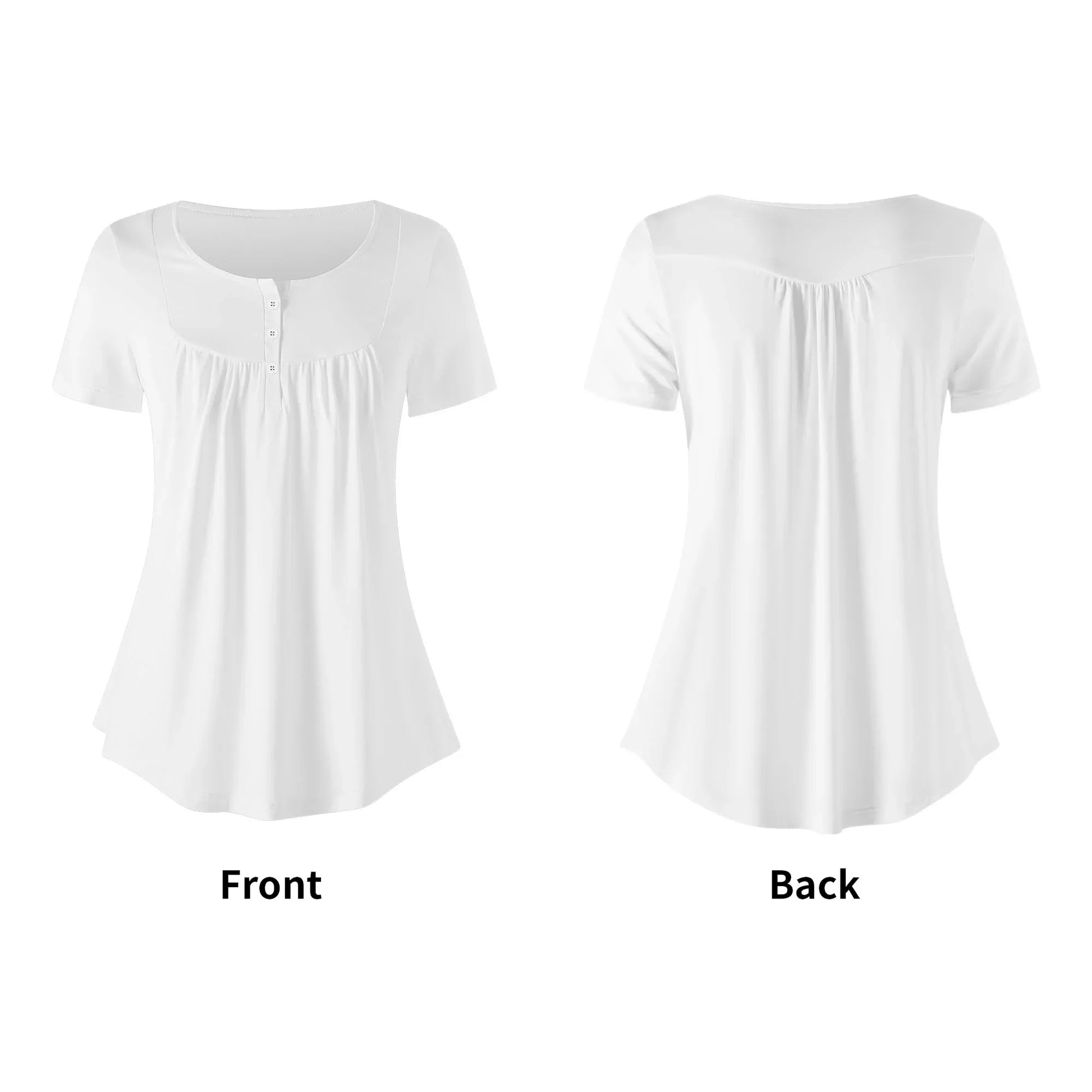 lockere-bluse-mit-u-ausschnitt-und-kurzen-armeln-fur-damen-weiss-bluse-jlr-design-64467 - JLR Design