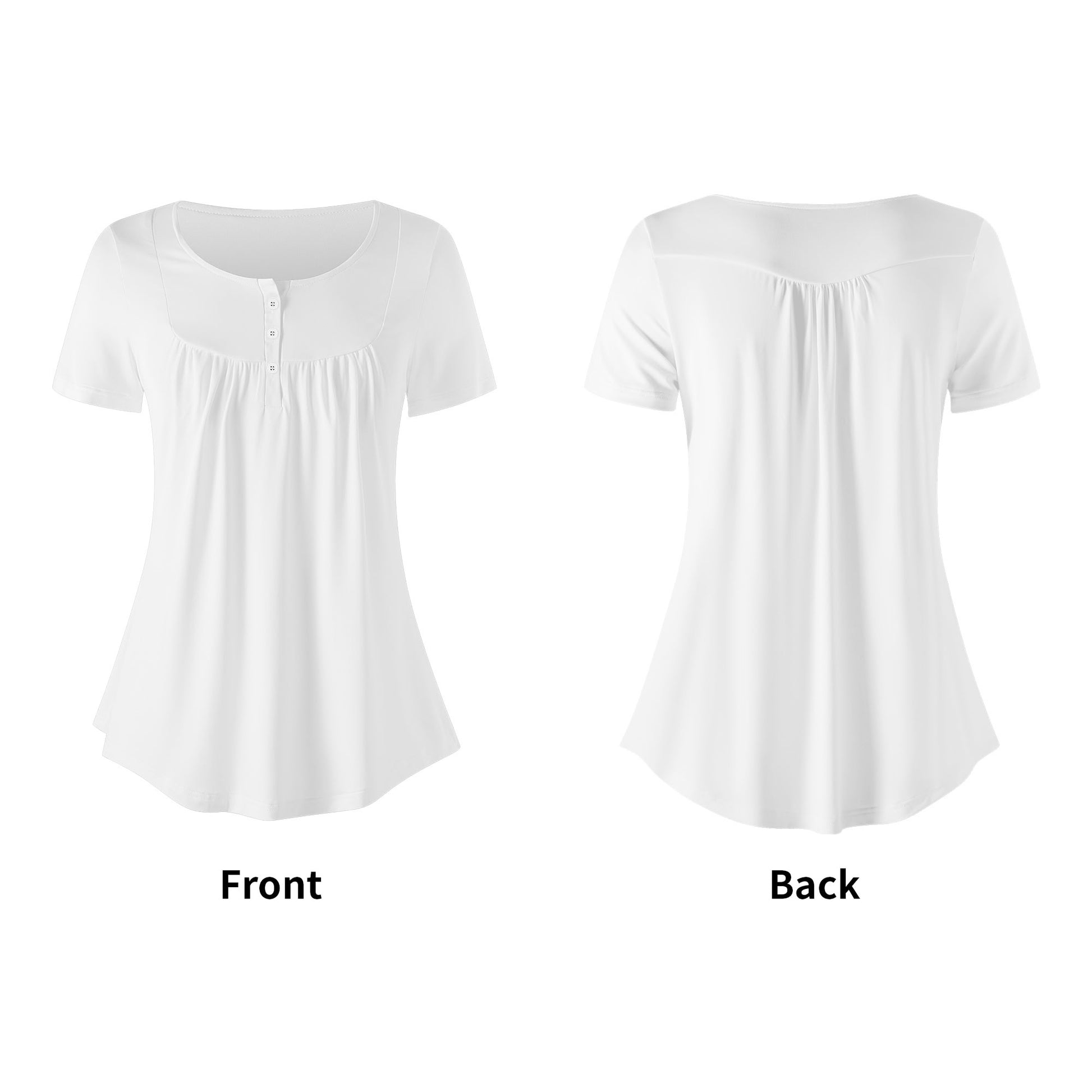 Lockere Bluse mit U-Ausschnitt und kurzen Ärmeln für Damen - Weiß Bluse JLR Design