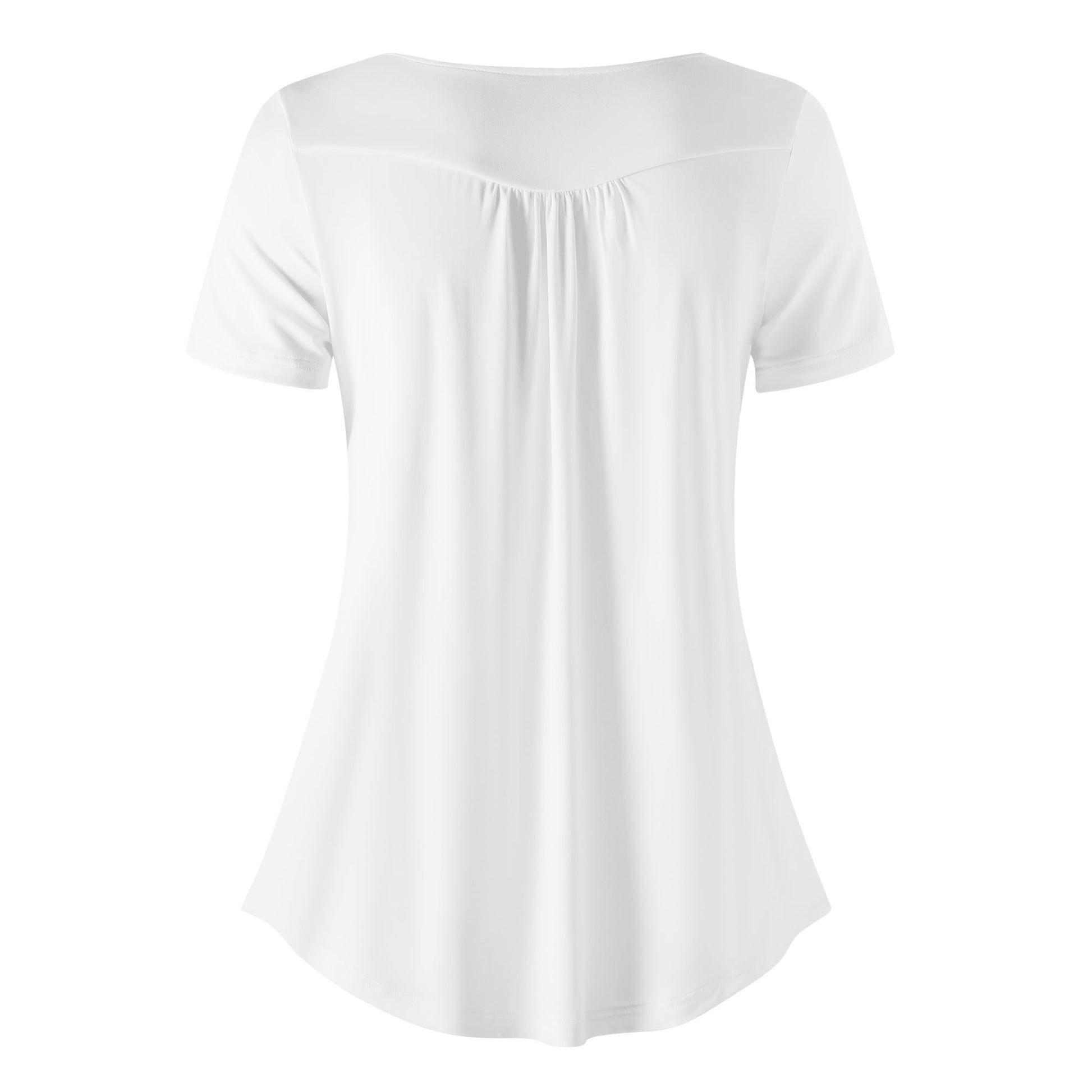 Lockere Bluse mit U-Ausschnitt und kurzen Ärmeln für Damen - Weiß Bluse JLR Design