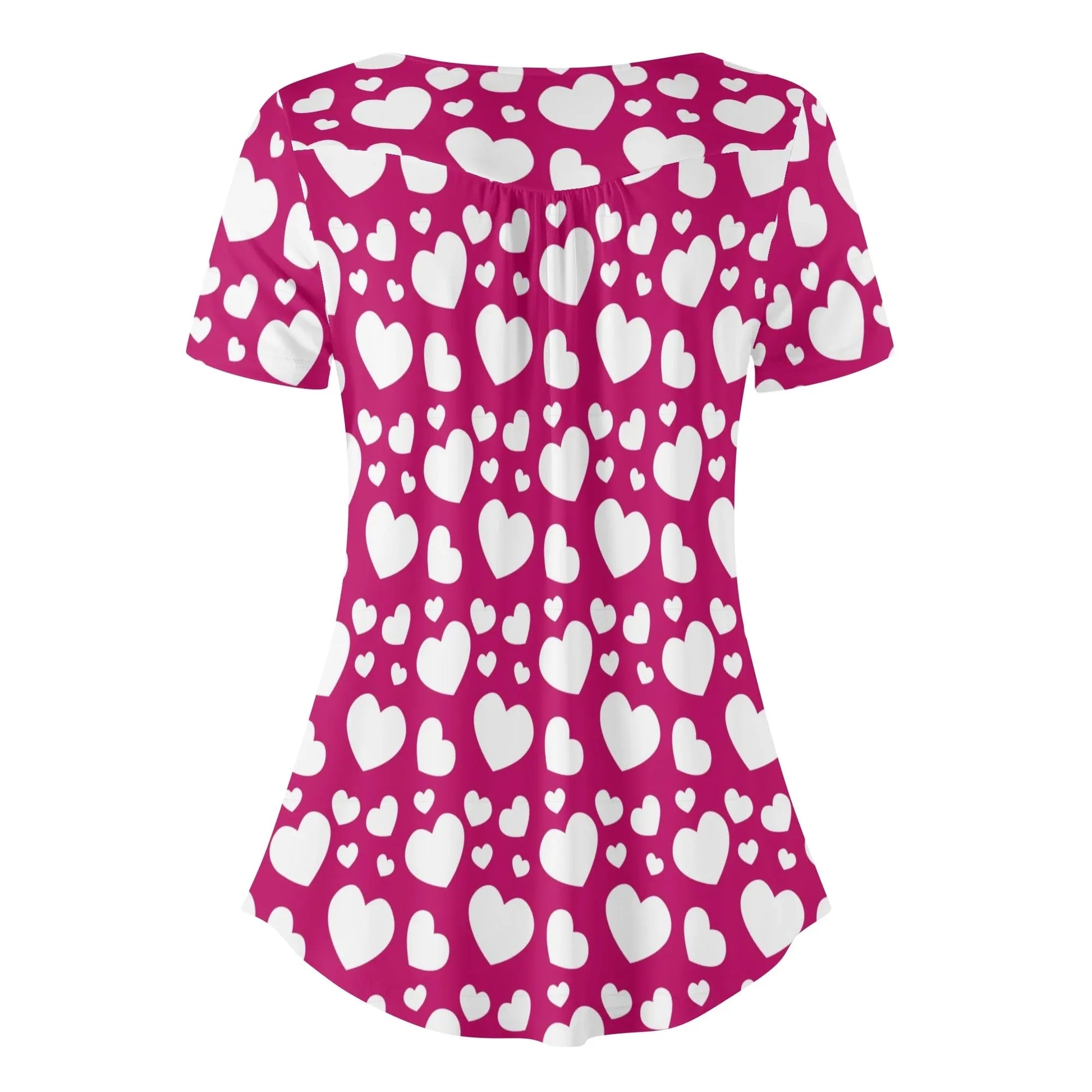 lockere-bluse-mit-u-ausschnitt-und-kurzen-armeln-fur-damen-weisses-herzchenmuster-bluse-jlr-design-67853 - JLR Design