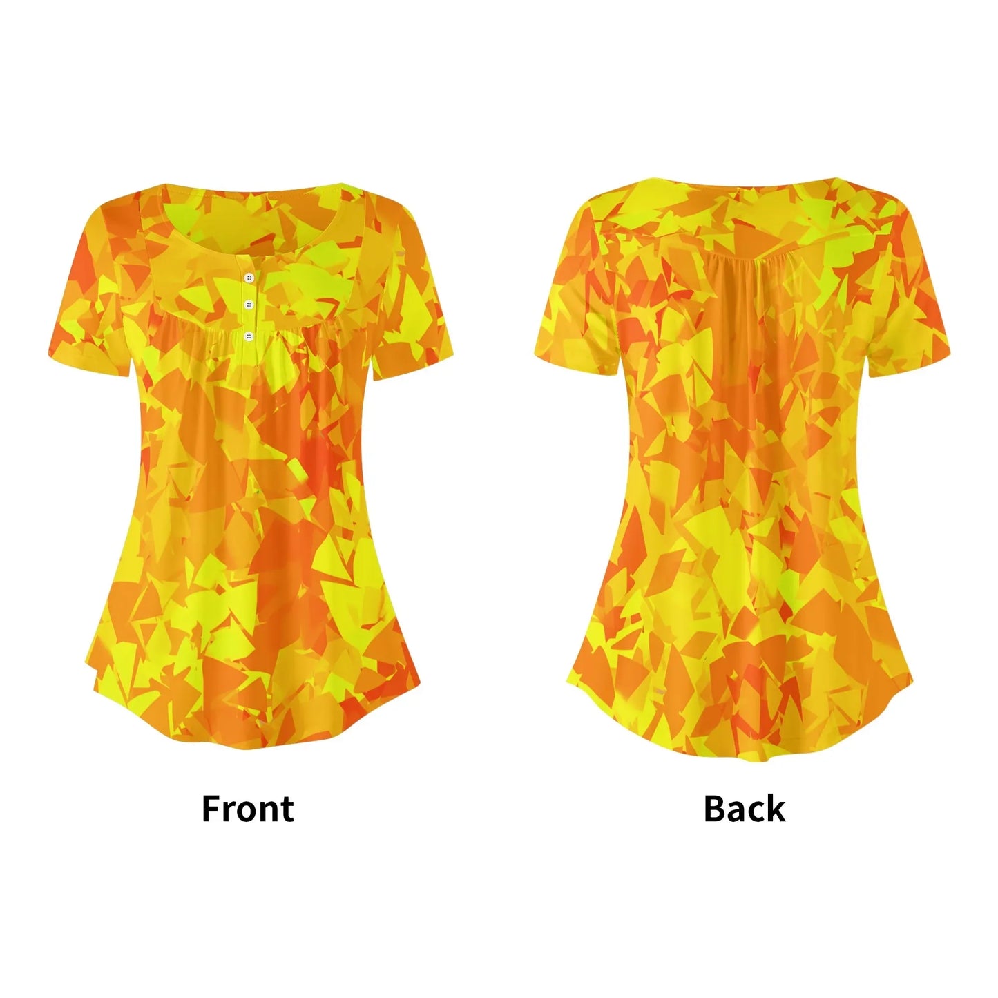 lockere-bluse-mit-u-ausschnitt-und-kurzen-armeln-fur-damen-yellow-crystal-bluse-jlr-design-14358 - JLR Design