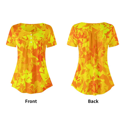 lockere-bluse-mit-u-ausschnitt-und-kurzen-armeln-fur-damen-yellow-crystal-bluse-jlr-design-14358 - JLR Design
