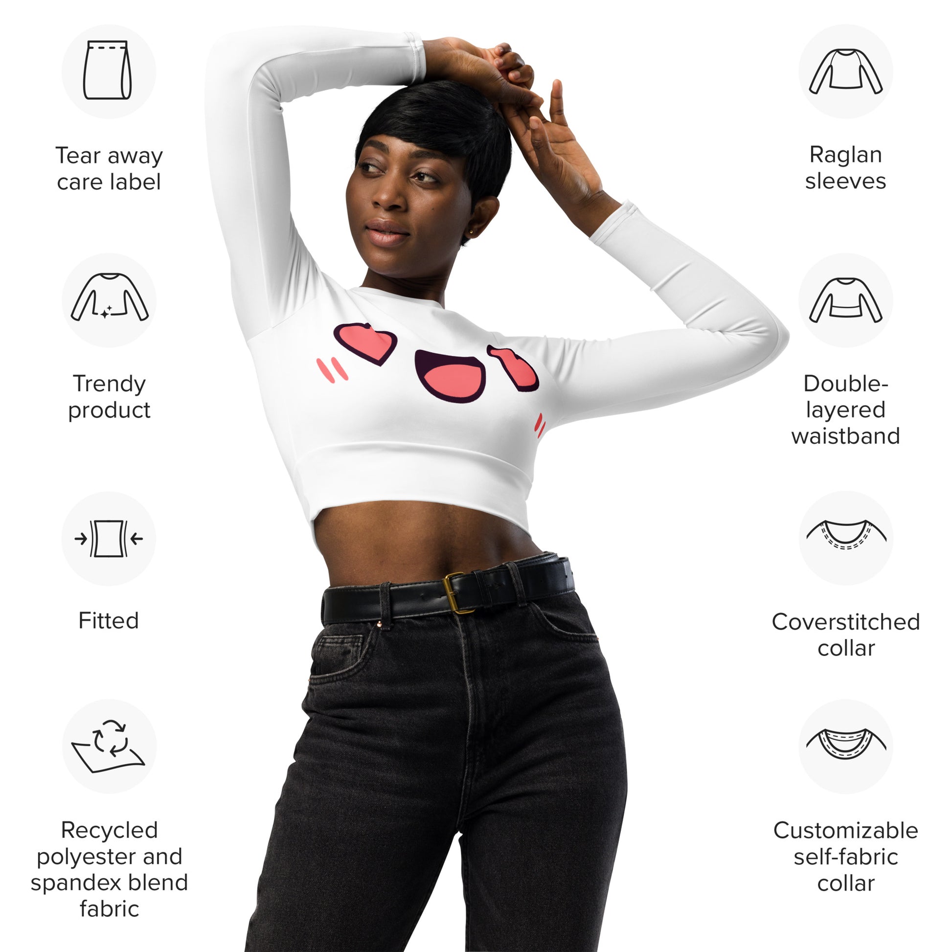 Love Kawaii Long Sleeve Crop Top JLR Design