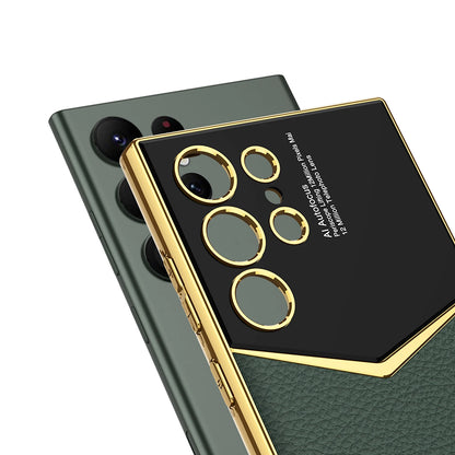 Luxus Leder-Optik Hülle für Samsung S25/S24/s23 Ultra | Galvanisierter Glanz & Stoßschutz Handyhülle JLR Design