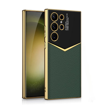 Luxus Leder-Optik Hülle für Samsung S25/S24/s23 Ultra | Galvanisierter Glanz & Stoßschutz Handyhülle JLR Design