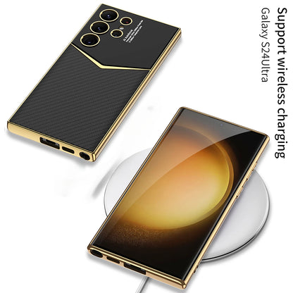 Luxus Leder-Optik Hülle für Samsung S25/S24/s23 Ultra | Galvanisierter Glanz & Stoßschutz Handyhülle JLR Design