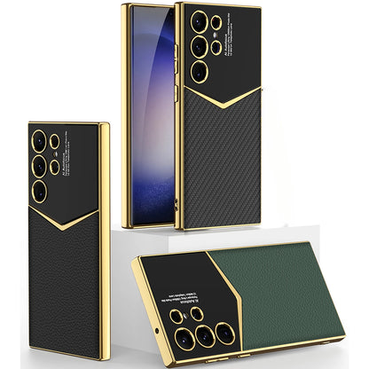 Luxus Leder-Optik Hülle für Samsung S25/S24/s23 Ultra | Galvanisierter Glanz & Stoßschutz Handyhülle JLR Design