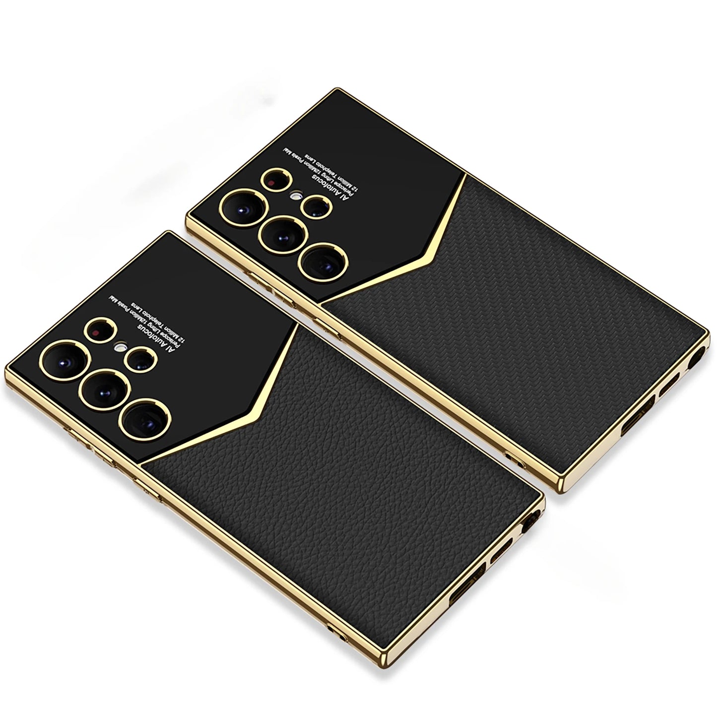 Luxus Leder-Optik Hülle für Samsung S25/S24/s23 Ultra | Galvanisierter Glanz & Stoßschutz Handyhülle JLR Design