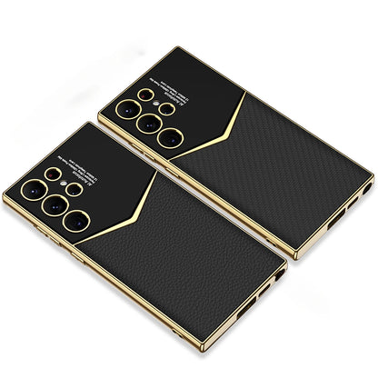 Luxus Leder-Optik Hülle für Samsung S25/S24/s23 Ultra | Galvanisierter Glanz & Stoßschutz Handyhülle JLR Design