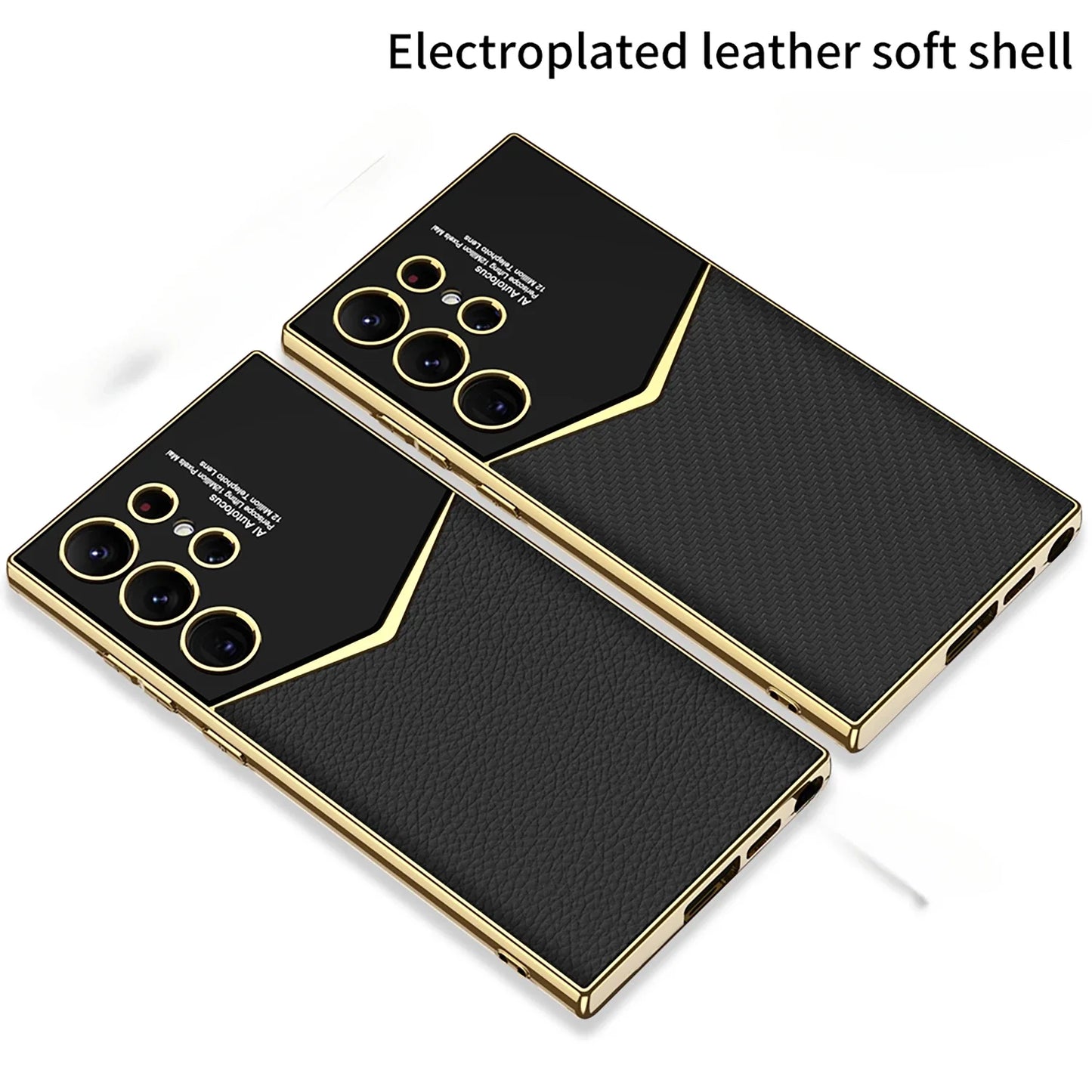 Luxus Leder-Optik Hülle für Samsung S25/S24/s23 Ultra | Galvanisierter Glanz & Stoßschutz Handyhülle JLR Design